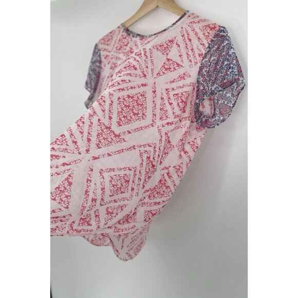 CAbi Women's Coquette Geometric Floral Sheer Top Blouse Size XL‎ Preppy Career - Picture 6 of 11